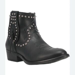 Dingo Destry Studded Black Leather Ankle Boots 8